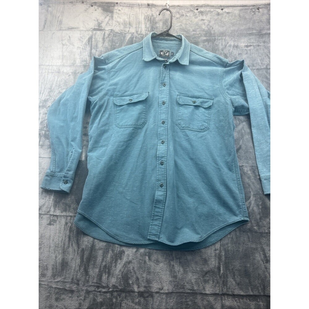 Woolrich Mens XL Long Sleeve Button Up Teal Blue  Shirt USA Vintage